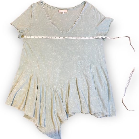 2for$30 ANTHROPOLOGIE Turquoise Tie Dye Distressed Peplum T-Shirt Size Medium - Picture 6 of 10